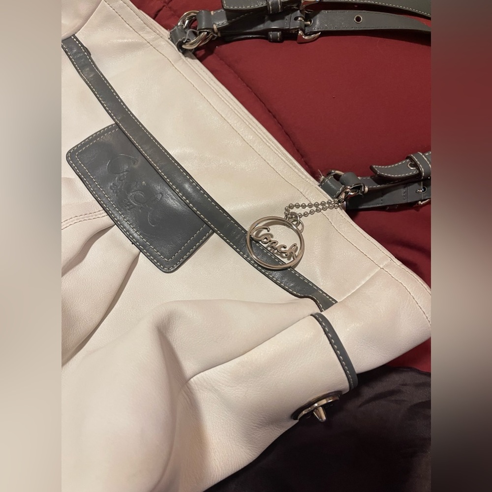 Coach white leather tote